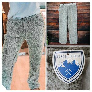NWT Nordic Fleece Pants Size 2XL Super Soft Faux Sherpa Lounge Sweatpants Gray